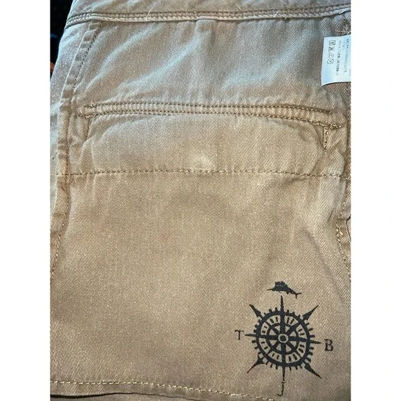 TOMMY BAHAMA SHORTS CARGO KHAKI BEIGE FLAT FRONT COTTON SZ 40 - Picture 6 of 6